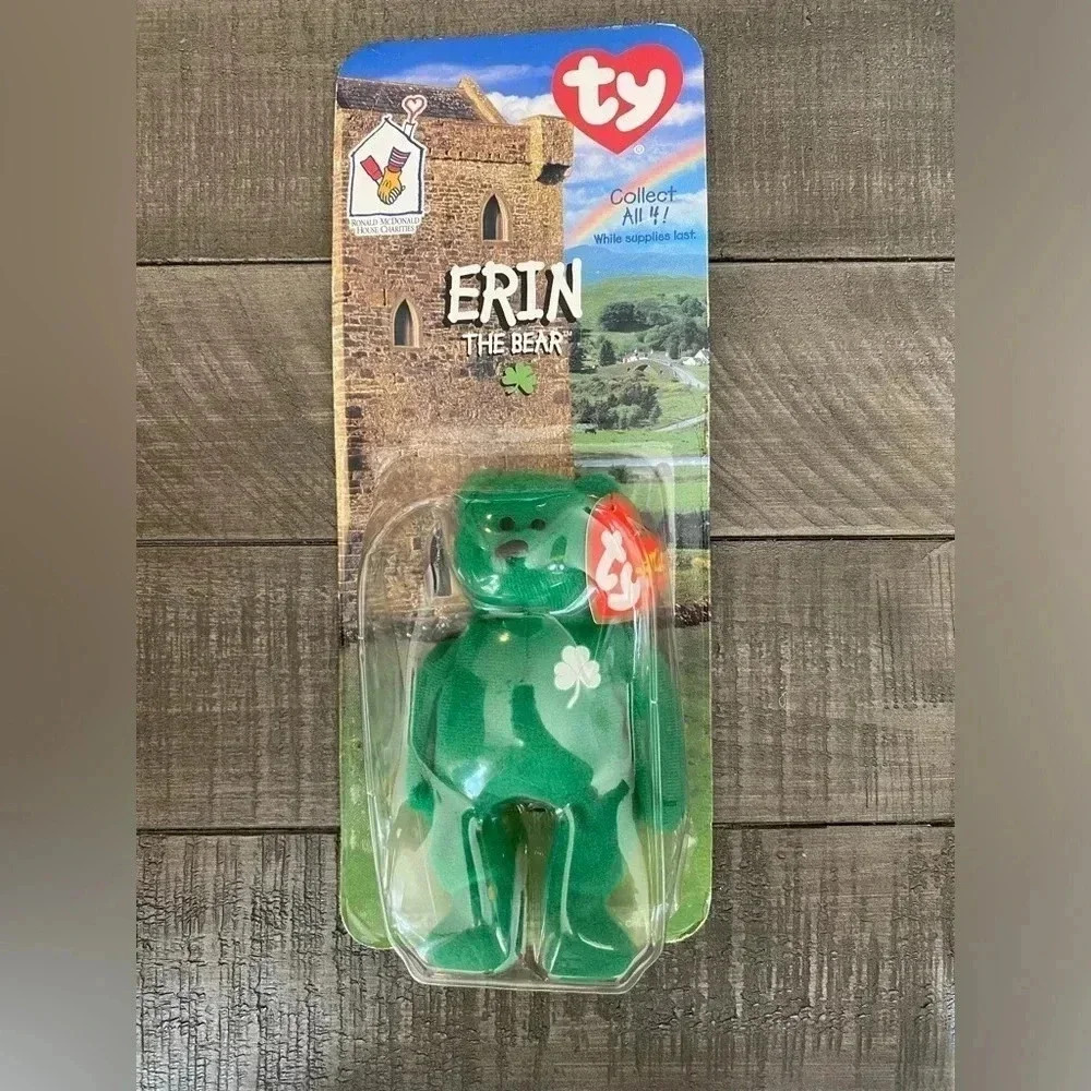Rare TY McDonald’s Teenie Beanie Baby Mini Erin the Bear with tag errors